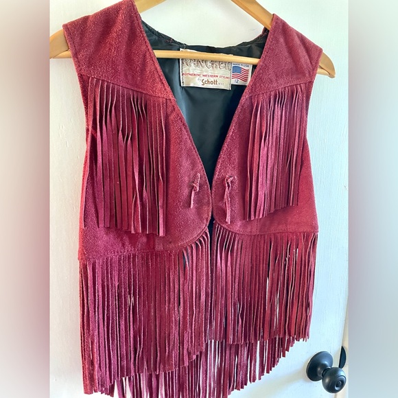 Vintage Suede Leather Fringe Vest Western Rodeo Festival Hippie size Small / Med - Picture 2 of 6